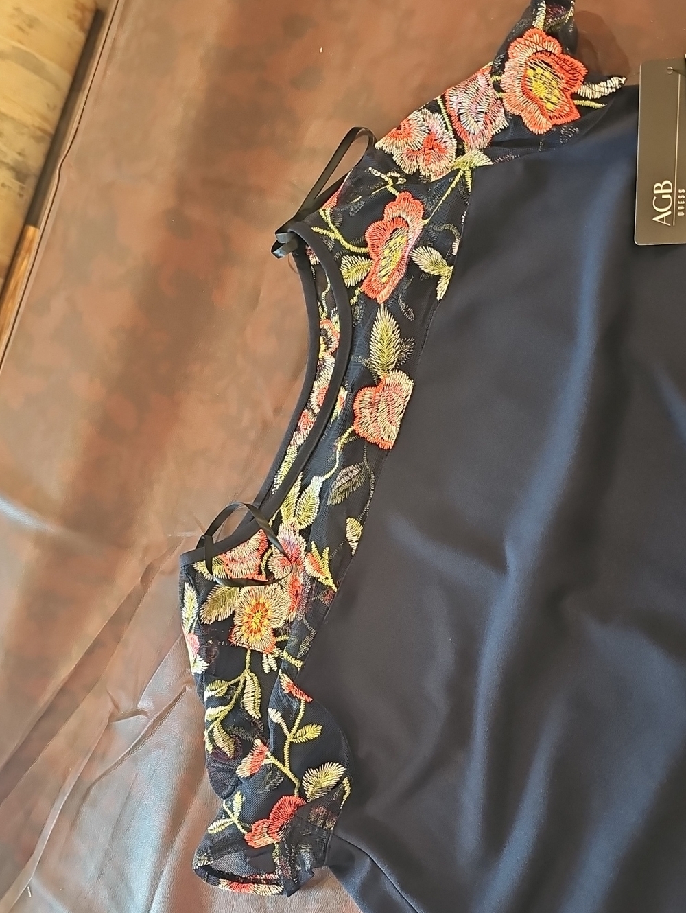 V Blue Floral Agb Dress Size 14 - Picture 3 of 6